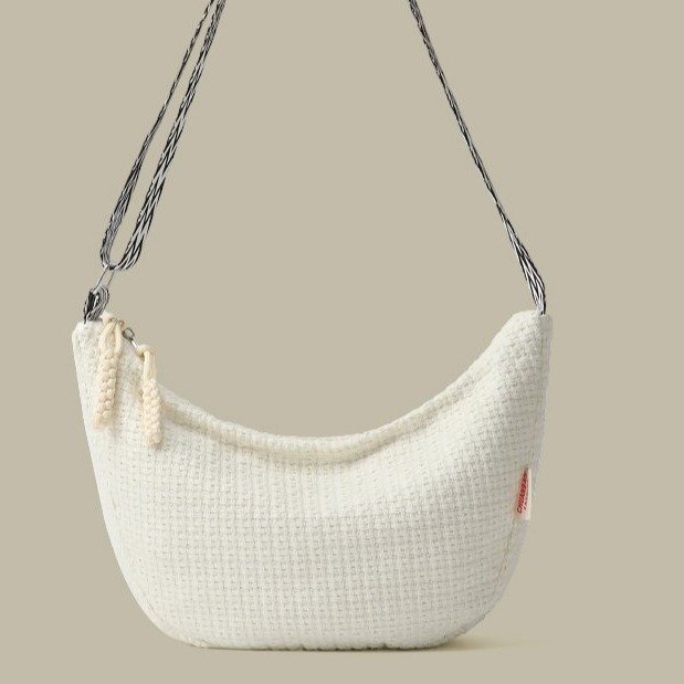Dumpling Crossbody Bag Nylon Zip Solid Urban Minimalist - Image 3