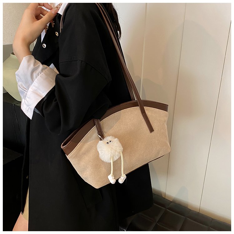 PC Shell Shoulder Bag with Zipper and Patchwork Design - Image 4