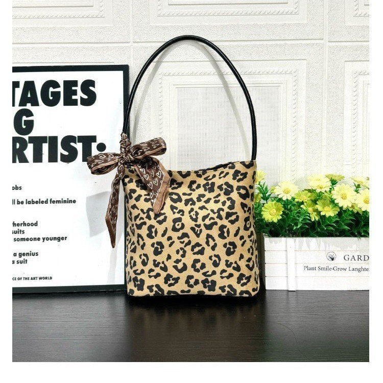 Leopard Print Suede Handbag and Crossbody Bag with Magnetic Closure - Image 3