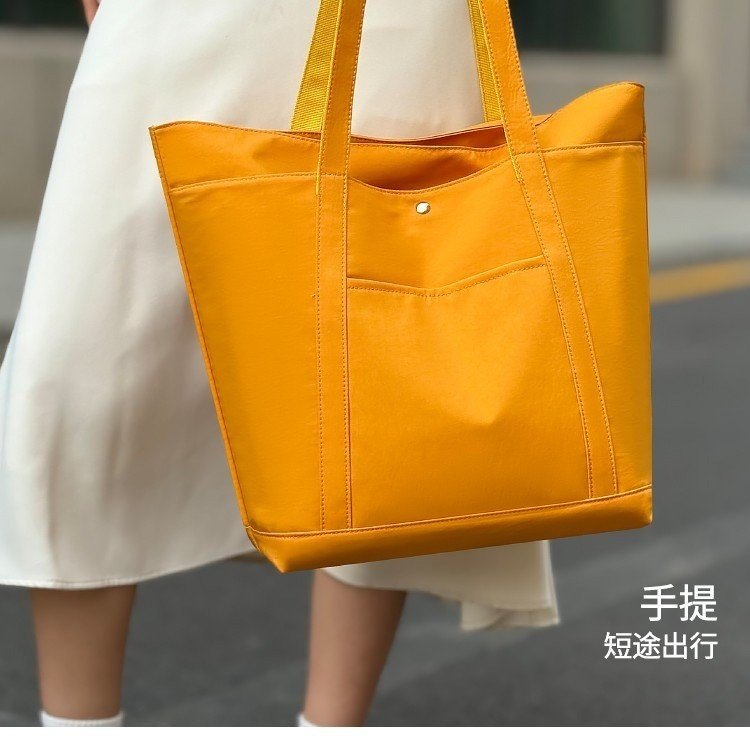Orange Nylon Shoulder Bag with Zipper and Color Block Design Summer 2025