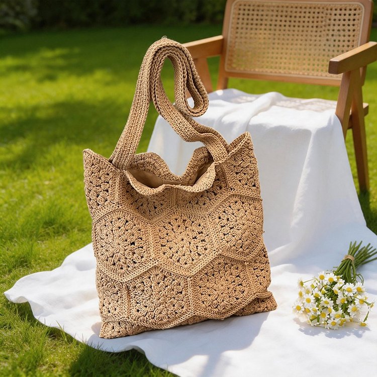 Elegant Woven Shoulder Bag for Women with Zip Closure