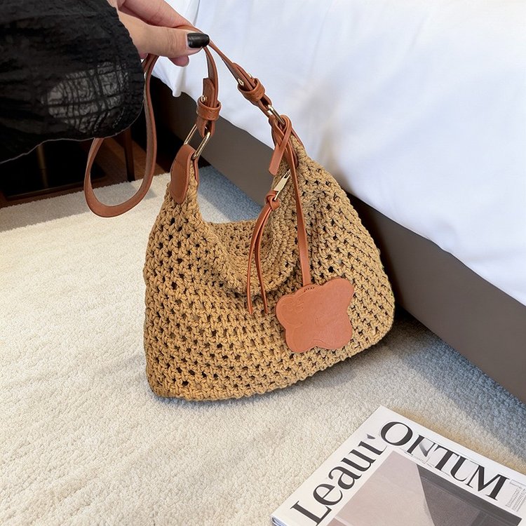 Women's One Shoulder Underarm Bag with Zipper Closure Summer 2026 - Off White,Khaki - One Size - Image 3