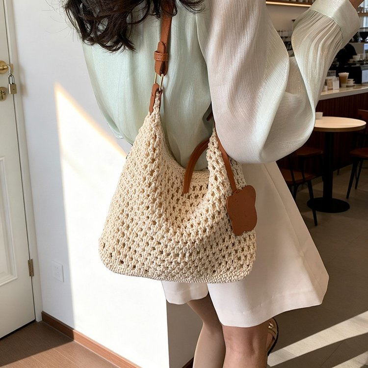 Women's One Shoulder Underarm Bag with Zipper Closure Summer 2026 - Off White,Khaki - One Size - Image 4